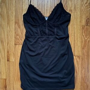Garage Black Lace Slip Dress with Corset/wired bra top